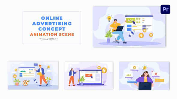 Online Ads Creation Process Concept Flat Vector Animation Scene - VideoHive 49481708