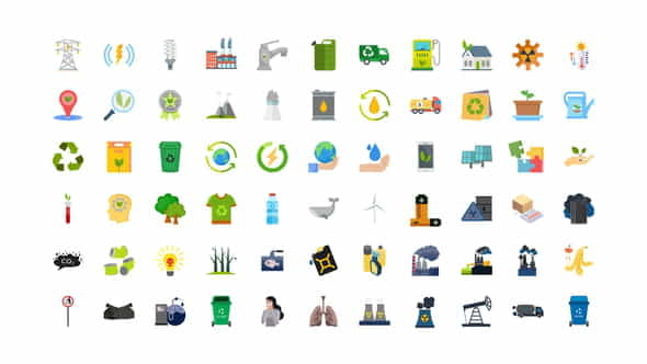 100 EcologyPollution Icons - VideoHive 32280155
