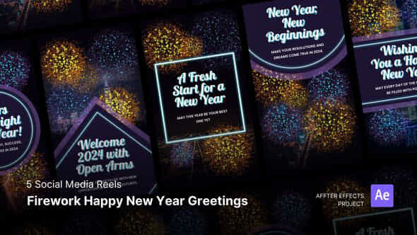 Social Media Reels Firework Happy New Year Greetings After Effects Template - VideoHive 49597707