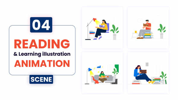 Reading Learning Illustration Animation - VideoHive 52824085