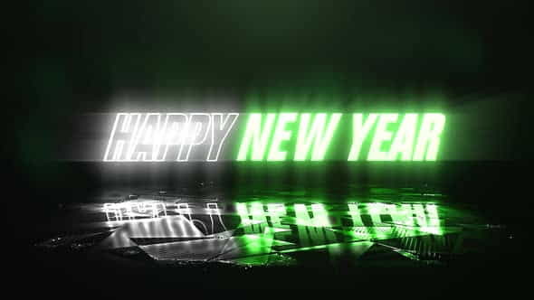 Animation text Happy New Year and neon green and white text color, abstract holiday background | Events - VideoHive 29426216