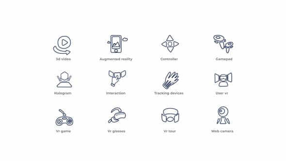 Virtual Reality Outline Icons - VideoHive 49818913