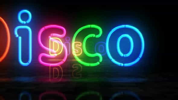 Disco neon symbol 3d flight - VideoHive 32469420