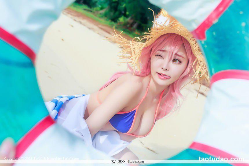 波萝社 柳侑绮 Vol.131 玉藻前泳装 爆乳身材海边大玩cosplay [30P](7)