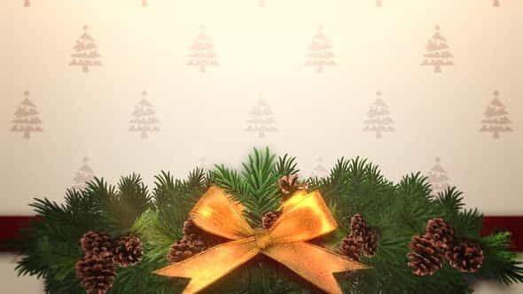 Animated closeup Christmas green tree branches on gift box | Events - VideoHive 29540161