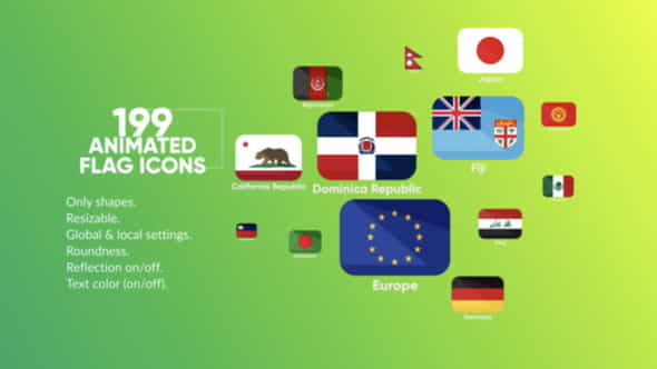 199 Animated Flag Icons - VideoHive 22428572