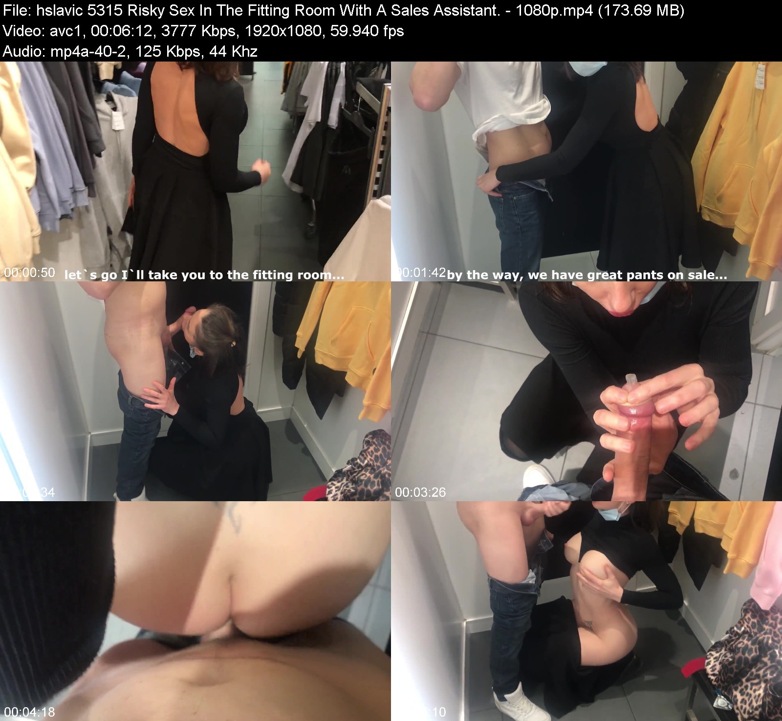 Risky sex in the fitting room with sales assistant