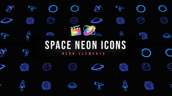 Space Neon Icons - VideoHive 47387100