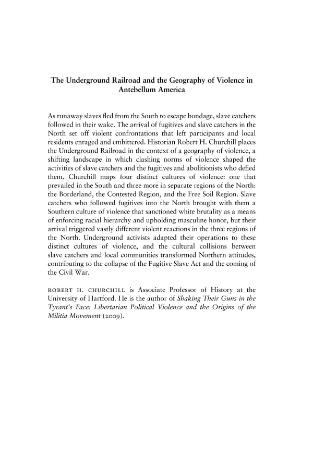 The Underground Railroad and the Geography of Violence in Antebellum America