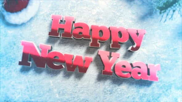 Animated closeup Happy New Year text, green tree branches and toys on snow background | Events - VideoHive 29403818