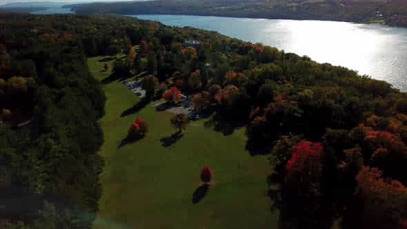 Fall Scene Drone Shot Zoom Reveal - VideoHive 44405408