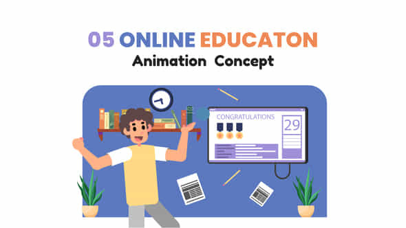 Online Education Concept Animation Scene - VideoHive 51342116