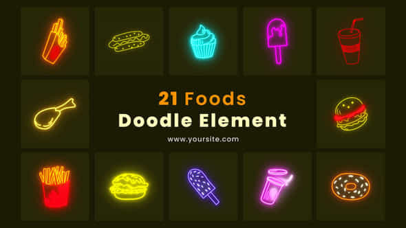 Tasty Foods Doodle - VideoHive 43803515