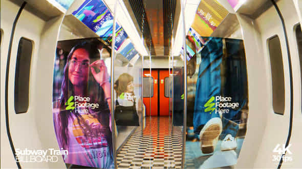 Subway Train Billboard Mockup - VideoHive 54958240