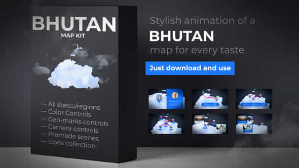 Bhutan Map - - VideoHive 39888353