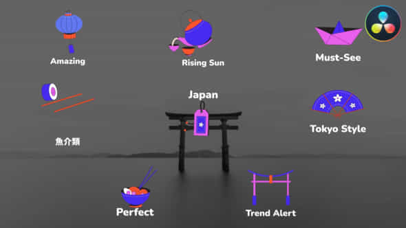 Japan Style Icons And Titles For Davinci Resolve - VideoHive 52258850