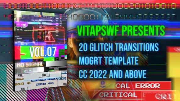 Glitch Transitions Vol 07 Mogrt - VideoHive 48879108