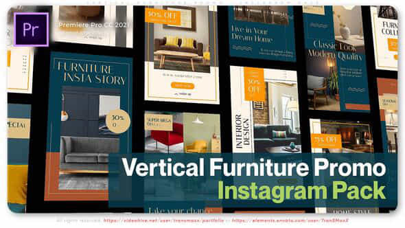 Vertical Furniture Promo Instagram Pack - VideoHive 52362128