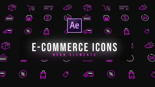 E-Commerce Neon Icons - VideoHive 39185105