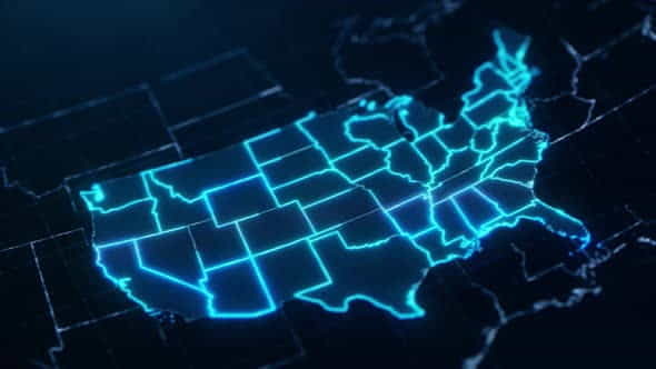 USA map with states digital - VideoHive 28833939