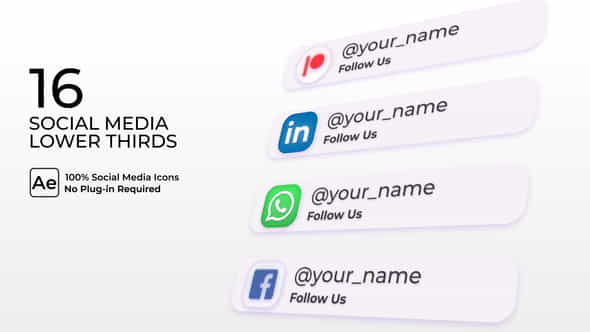 Social Media Lower Thirds - VideoHive 33137177