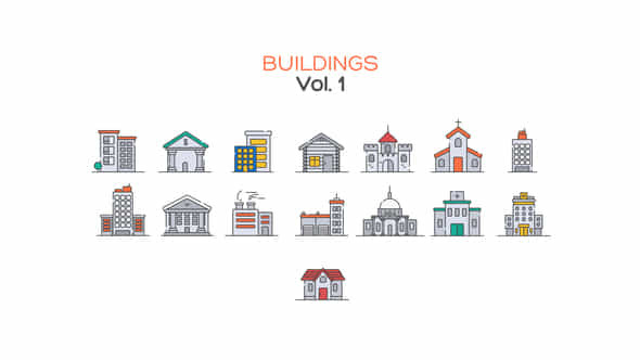 Buildings Line Icons - VideoHive 40330860