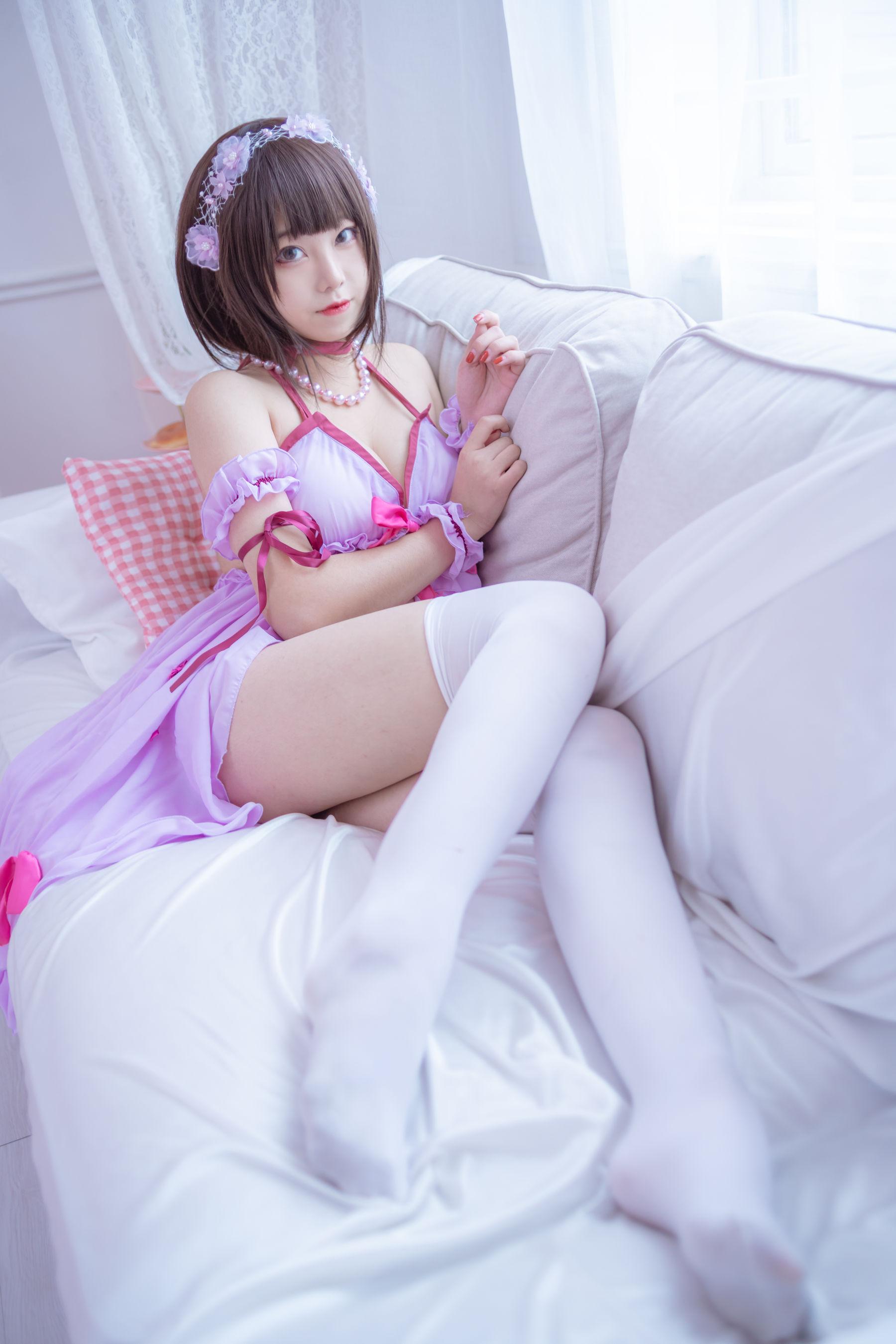 [美女Coser] 蜜汁猫裘 《加藤惠睡衣》 写真集(4)