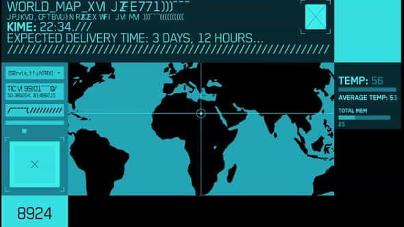 world map digital hud | Technology - VideoHive 33217389