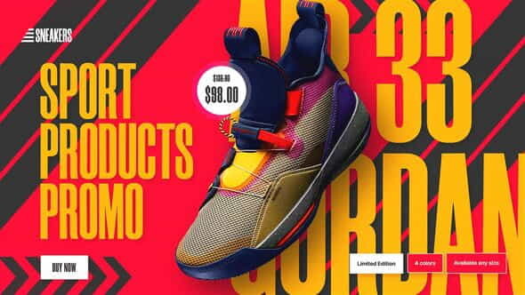 Sport Products Sale Promo. Sneakers - VideoHive 33971688