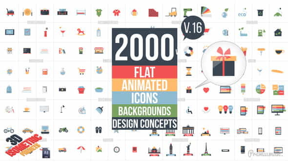 Flat Animated Icons Library - VideoHive 11453830