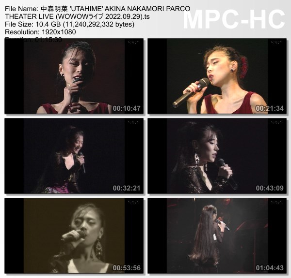 [TV-Variety] 中森明菜 ‘UTAHIME’ AKINA NAKAMORI PARCO THEATER LIVE (WOWOWライブ 2022.09.29)