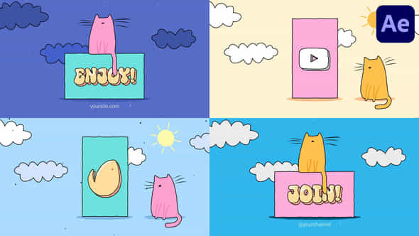 Funny Cartoon Cat Logo After Effects - VideoHive 53520546