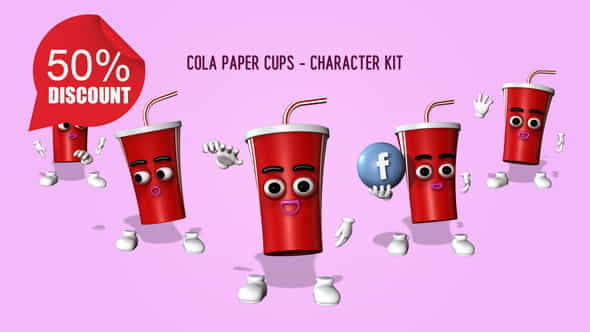 Cola Paper Cups - Character - VideoHive 27009912
