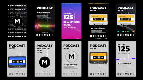 Podcast Stories Pack - VideoHive 33018433