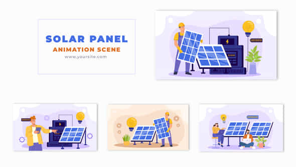 Solar Panel Technician And Renewable Energy Flat Vector Animation Scene - VideoHive 49459696