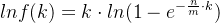 lnf(k) = k\cdot ln(1-e^{-\frac{n}{m}\cdot k})