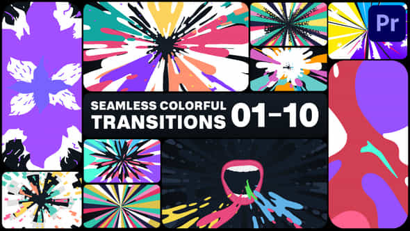 Seamless Colorful Transitions - VideoHive 47639298