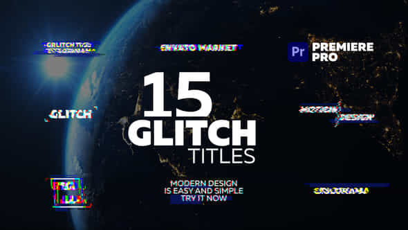 Glitch Titles Mogrt - VideoHive 37355329