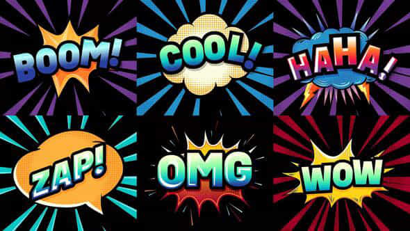 Cartoon Comic Word Overlays - VideoHive 49538787