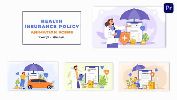 Animated Flat 2D Design Health Insurance Policy - VideoHive 48802214