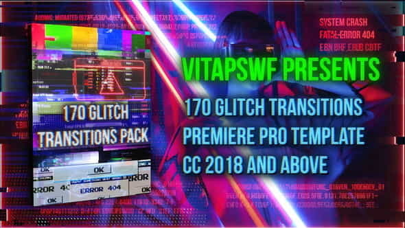 170 Glitch Transitions Pack - VideoHive 29062629