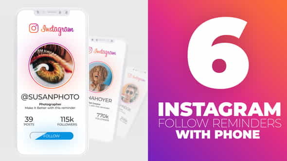 Instagram Follow Reminder With Phone - VideoHive 24651602