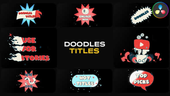 Cartoon Doodles Titles For Davinci Resolve - VideoHive 53928926