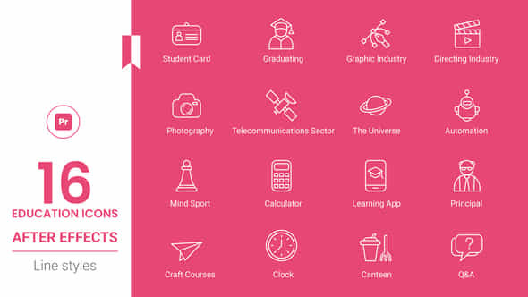Education Line Icons - VideoHive 44732903