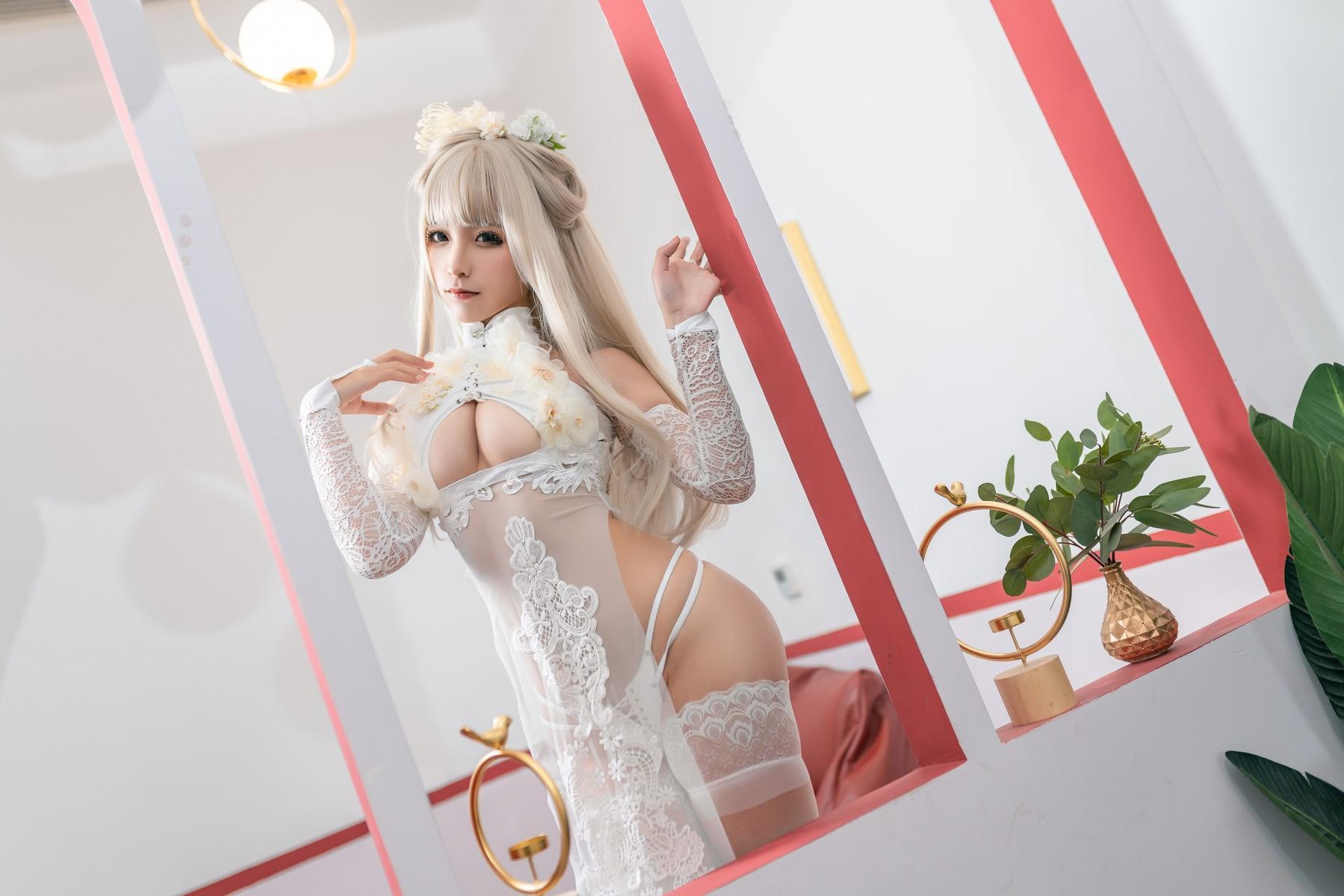 Cosplay 蠢沫沫 Chunmomo 沫沫真爱版 歪萌白旗袍(1)