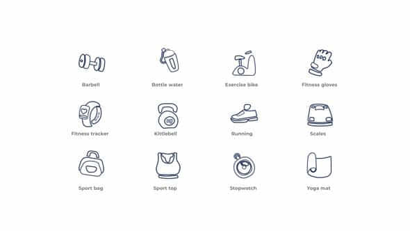 Fitness Outline Icons - VideoHive 49817908