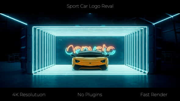 Sport Car Neon Logo - VideoHive 33213440