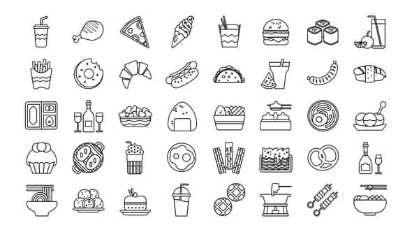 FoodDrinks Line Icons - VideoHive 32880008