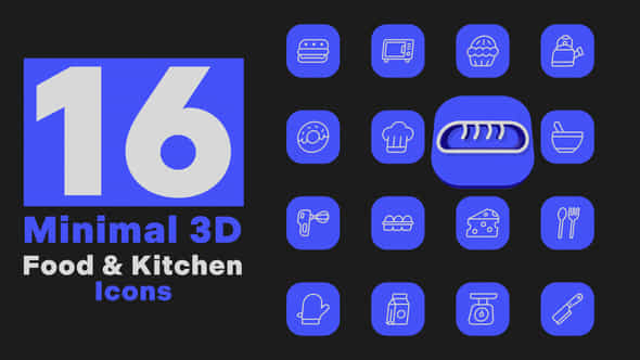 Minimal 3D Food Kitchen Icons - VideoHive 52062528