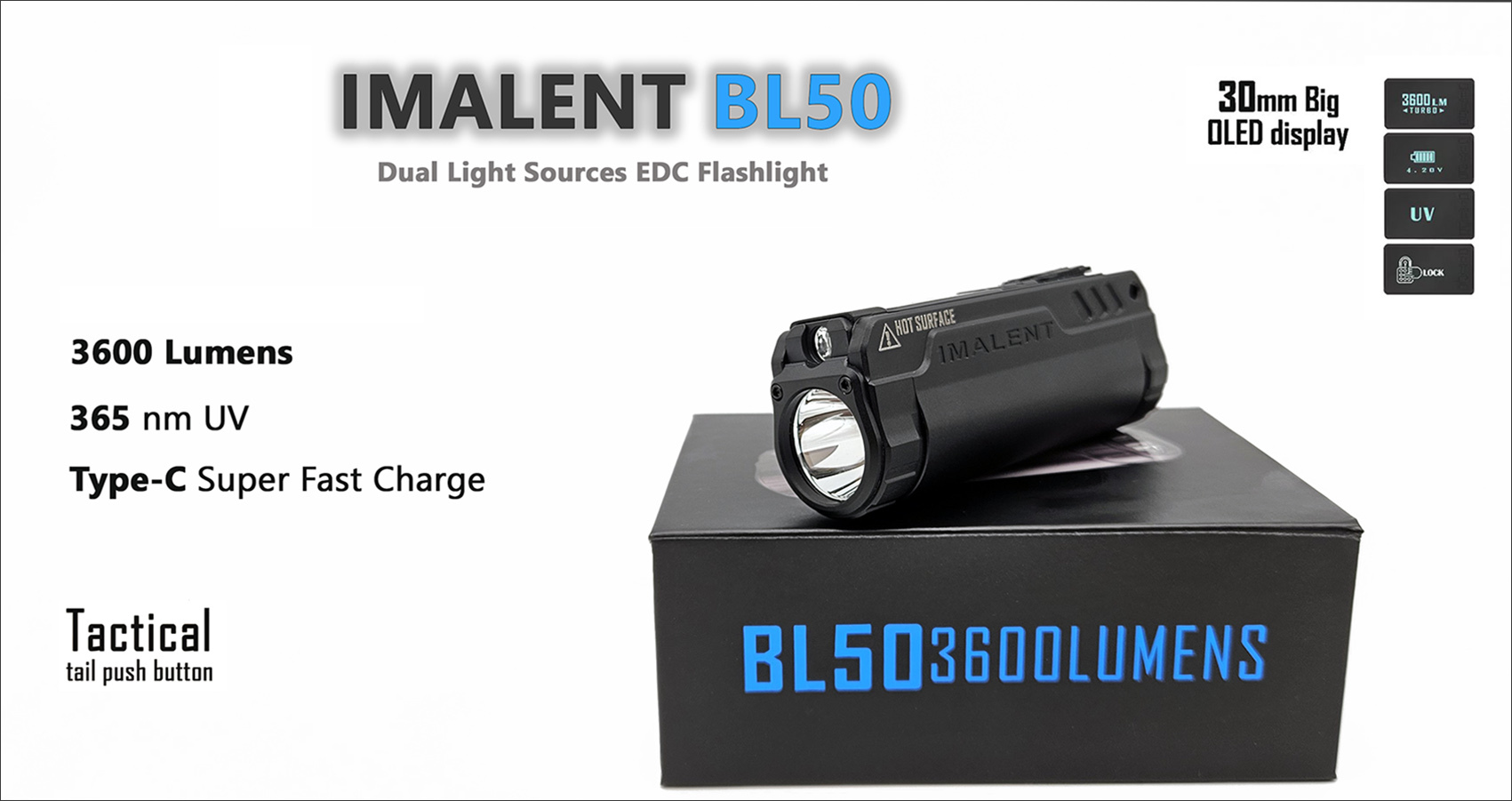 Review IMALENT BL50, White light and UV - EDC 3600 lumens - 18650  Flashlights - BudgetLightForum.com